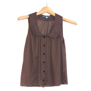 Super cute sheer black & brown polka dotted blouse